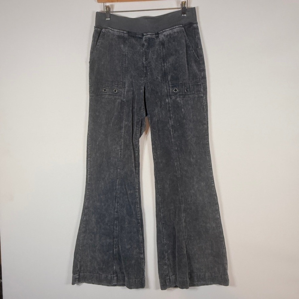 XCVI XS Corduroy Flare Pants Gray Womens Mineral Wash Grunge Boho Earthy Indie
